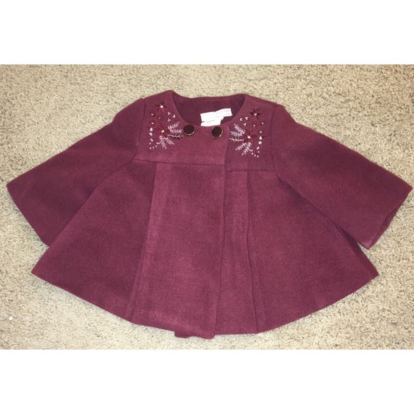 Catherine Malandrino Mini Baby Girl 3-6 Months Plum Pea Coat Winter jacket - Picture 1 of 3